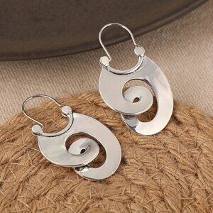 Vintage Inspired Boho Spiral Hoop Earrings | .925 Silver Plated Copper